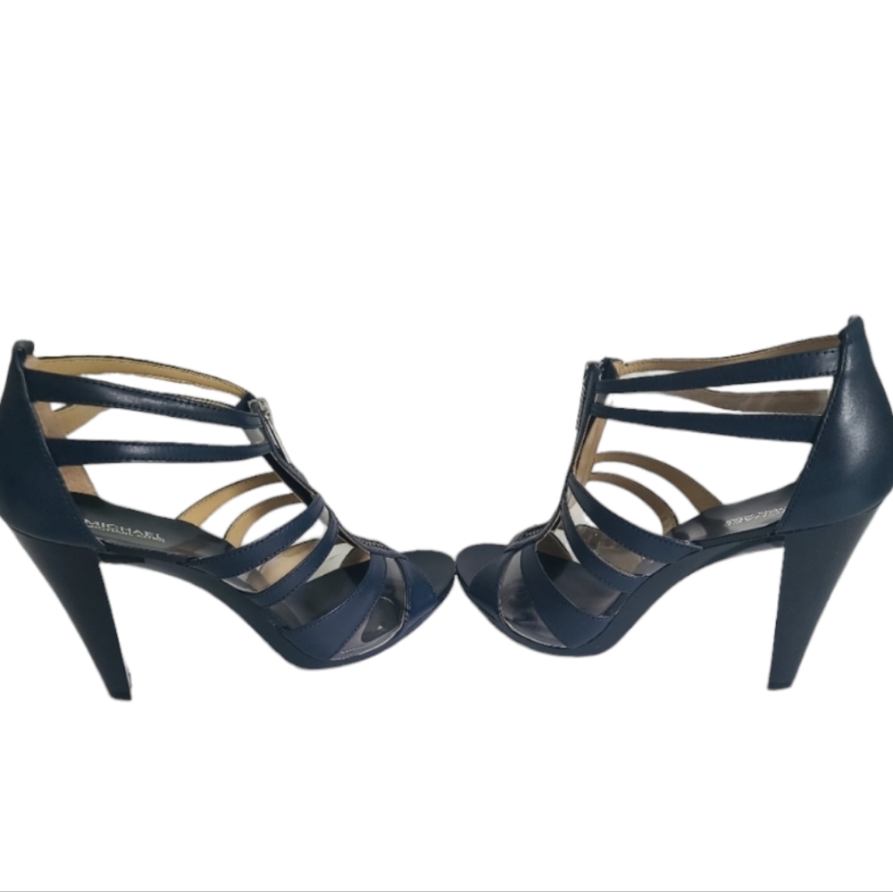 Michael Kors Berkley T-Strap Heels Shoes Navy 8M